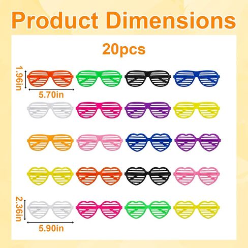 20Pcs Shutter Glasses, Plastic Shutter Glasses for Parties and Events in Saudi Arabia