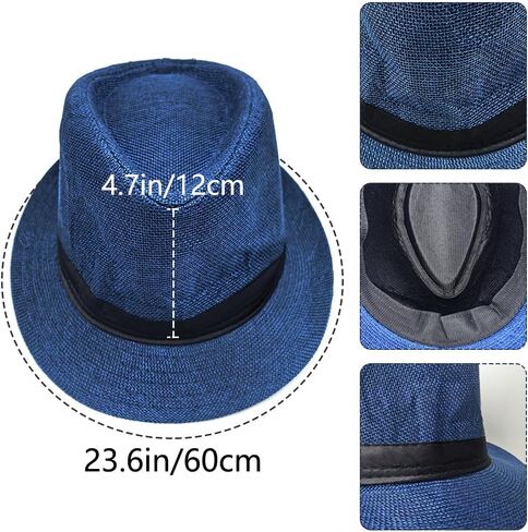 3 Packs 1920s Mens Costume Accessories Gangster Fedora Hat Bow Tie Y-Back Suspenders for Halloween Christmas Carnival Party, Blue in Saudi Arabia