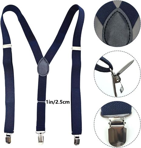 3 Packs 1920s Mens Costume Accessories Gangster Fedora Hat Bow Tie Y-Back Suspenders for Halloween Christmas Carnival Party, Blue in Saudi Arabia
