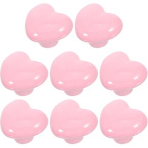 Healifty 8pcs Heart Shaped Ceramic Drawer Handles for Room, Small Pink Dresser Knobs, Cabinet Pulls for Bedroom Furniture in Saudi Arabia