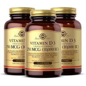 Solgar Vitamin D3 Cholecalciferol 125 mcg 5000 IU Vegetable Capsules Helps Maintain Healthy Bones Teeth Immune System Support Non GMO Gluten Free Dairy Free Kosher Servings - 360 Count in Kuwait