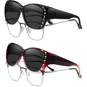 HAOLOTA Black+GradientPurple Women's Polarized Water Diamond Sunglasses for Prescription Glasses UV400 Protection in Saudi Arabia