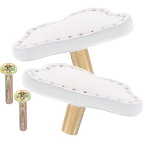 VICASKY 2pcs Cloud Shape Cabinet Knobs Brass Furniture Door Handles Single Hole Drawer Pulls for ’ Wardrobe and Dresser, White Leather Thickened Pulls for ’ Room in Kuwait