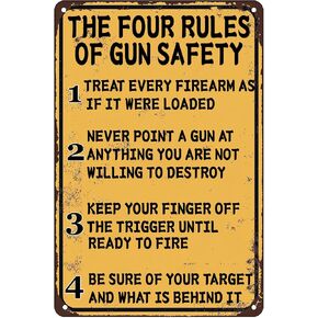 The Four Rules of Gun Safety Vintage Metal Sign Gun Room Decor Rustic Tin Signs Metal Poster for Home Garage Office Bar Cafe Pub Man Cave Gifts 12 x 8 Inch in Saudi Arabia