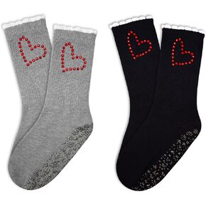 1/2/3/4 Pairs Cute Pilates Grip Socks for Women Ruffle Rhinestone Crew Non Slip Grip Socks for Yoga, Barre,Work in Saudi Arabia