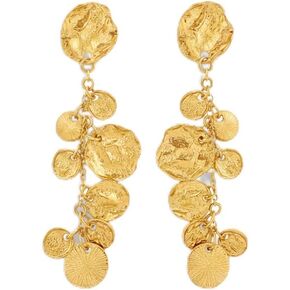 Gold / Silver Earrings for Women - Gold / Silver Plated Long Textured Drop Earrings, Hypoallergenic Vintage Statement Abstract Hammered Coin Disc, Lightweight Boho Fashion Jewelry for Party Wedding Everyday Wear Gifts for Women in Saudi Arabia