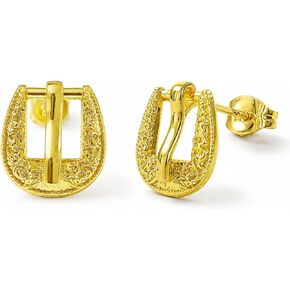 Belt Buckle Western Earrings for Women, Vintage Engraved Cowgirl Earrings, Cowboy Stud Earrings for Women, Country Music Festival Jewelry in Saudi Arabia