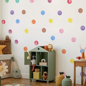 Boho Watercolor Polka Dot Wall Decals - Rainbow Colored Removable Round Stickers, Peel and Stick DIY Wall Art - for Kids, Babies, Playrooms, Nurseries, Living Rooms, and Bedrooms in Saudi Arabia
