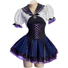 MEOWCOS Gothic Corset Skirt Set Halloween Costume with Jacket Tube Top Skirt Necklace Punk Accessories in Saudi Arabia