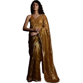 Women’s Net Embroidery Siroski work Saree for Wedding Festive Party Style Sari with Blouse Piece in Saudi Arabia