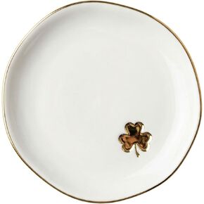 InnoBeta Irish Gifts for Women, Ireland Gift for Christmas, St. Patrick's Day - 4.75" Handcrafted Ceramic Ring Dish with Gold Trim, Decorative Shamrock Trinket Dish for Rings Earrings Necklaces in Saudi Arabia