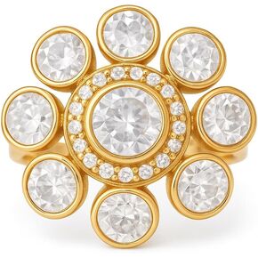 Namami Adjustable Cocktail Rings for Women | Gold Polished Pure Brass Rings with Cubic Zirconia | Statement Party Rings in Saudi Arabia