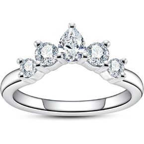 Cubic Zirconia Half Eternity Wedding Band Rings Round/Oval/Cushion Cut 5/6 Stones 5A Grade D Color CZ Stacking Band Engagement Promise Rings for Women in Saudi Arabia