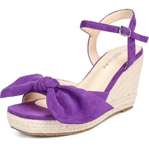 girgod Espadrilles Wedge Sandals for Women Bow Platform Wedges Heels Open Toe Ankle Strap Summer Wedding Wedges in Saudi Arabia