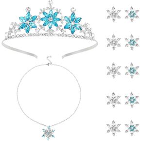 Princess Dress Up Accessories for Girls Snowflake Crown Small Hair Clips Necklace Princess Costume Accessories Set for Party Birthday Halloween Cosplay Prom Costume Blue in Saudi Arabia