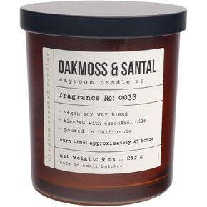 LEOBEN CO – Sandalwood & Musk Scented Candle – 9oz, Dayroom Collection Design – 50 hr Burn time – Poured in California Using Vegan Soy Wax and Essential Oils – Made in Small Batches in Kuwait