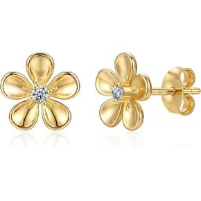 Gold Plated 925 Sterling Silver Flower Stud Earrings for Women Small Hollow Plumeria Rose Floral Earrings Gifts Dainty Hypoallergenic Jewelry in Saudi Arabia