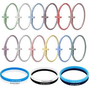 18 sets of Silicone Cross Bracelets, Rubber Cross Bracelets，Christian Faith Expression Accessory, Daily Wear During Activities and Gatherings, Waterproof Rubber Material Design in Saudi Arabia
