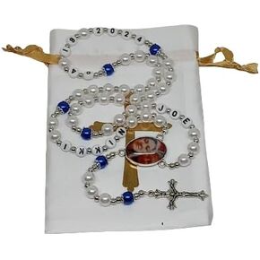 Personalized with Picture Photo and Name Rosary Beads Crucifix Prayer Meditation Beads Jesus Baptism Christening Wedding White Beads with the Accent Color of Your Choice in Saudi Arabia