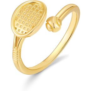 Tennis Rings for Women Racket Ring 14K Gold Plated Stackable Open Adjustable Rings Player Mom Sports Fans Jewelry Gifts in Saudi Arabia