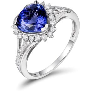 14K/18K White Gold Brilliant Natural Tanzanite Diamond Ring Engagement Wedding Band for Women Promotion in Saudi Arabia