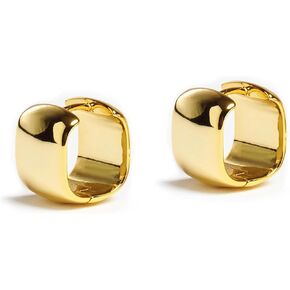 VÓEN Refined Glow Mini Hoops – 14K Yellow Gold Huggie Hoop Earrings for Women - 13.5mm Small Gold Earrings for Women - Lightweight Hypoallergenic Thick Hoops in Saudi Arabia