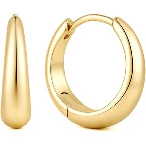 Gold Hoop Earrings for Women 14K Gold Earrings for Women 14K Gold Hoop Earring for Womens Hoops Flowing Curve for Feminine Feel Hoops Earring for Womens 13/18/ 22 MM in Saudi Arabia