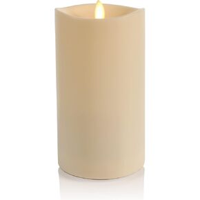 Luminara Outdoor Flameless LED Ivory Candle Melted Edge 3.75" x 7" Real Moving Flame Battery Operated Timer Plastic Weather-Resistant in Saudi Arabia