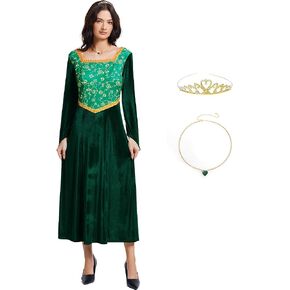 ATAMET Green princess long sleeved adult princess long skirt set female role-playing dress Halloween party in Saudi Arabia