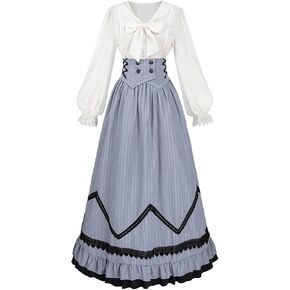 Womens Edwardian Victorian Dress Costume 1800s Costume Renaissance Blouse Skirt 2 Piece Set in Saudi Arabia