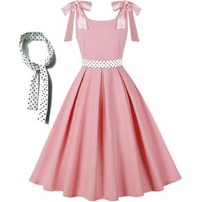 Wellwits Women's Bow Tie Strap Novelty 1950s Party Vintage Dress Outfit in Saudi Arabia