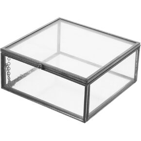 Cabilock Glass Jewelry Case Lid Trinket Box Small Storage Case Ring Holder Home Office Supplies Black in Saudi Arabia