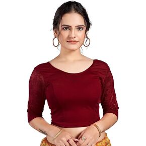 themilestocks Women's Blouses Readymade Gold Stretchable Saree Crop Top Choli Free Size Sparkling in Saudi Arabia