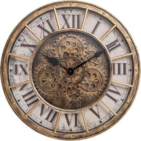 Moving Gears Wall Clock, 18 Inch Modern Gear Rotating Wall Clock Old Style Rustic Unique Vintage Industrial Clock for Living Room Decor Home Farmhouse (Retro Copper) in Saudi Arabia
