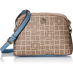Anne Klein Lion Logo Dome Crossbody Cream Brown/Oceana/Rabbits Paw One Size in Saudi Arabia