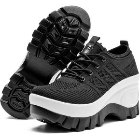 Women's Platform Wedge Sneakers Comfort Knitted Breathable Non-Slip Orthopedic Walking Shoes with Arch Support in Saudi Arabia