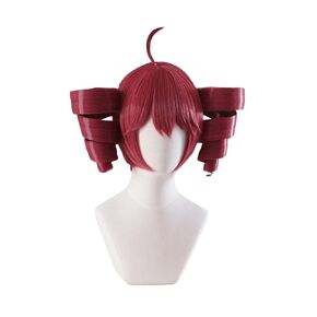 Anime Cosplay Wig Anti-Gravity Twin Tails Synthetic Wig Comic Convention Costume Hair for Halloween Party (Dark Red) in Saudi Arabia