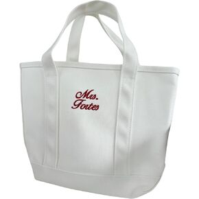 White Canvas Tote Bag, Personalized Embroidered Mrs. Tote, Gift For Bride, Bridal Shower, Bachelorette in Saudi Arabia
