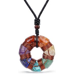 Day Day Up 7 Chakra Orgonite Pendant Necklace - Energy Healing Crystal Stone Pendant with Copper Wire Coil, Handmade Yoga Meditation Jewelry in Saudi Arabia