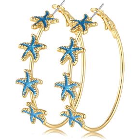 ANGLESJELL Ocean Earrings for Women Starfish Seashell Hoop Earrings Summer Beach Vacation Jewelry Accessories Outfits Gifts in Saudi Arabia