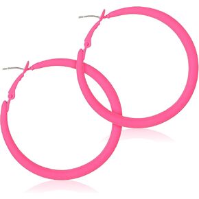 Neon Earrings for Women - Hot Pink Big Hoops Retro 80s 90s Earrings for Women for Halloween Glow Party Outfits Y2k Jewelry Accessories in Kuwait