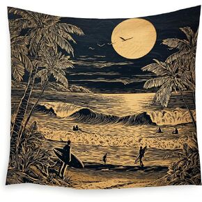 WPQTHIP Vintage Beach Surf Tapestry, Tropical Coastal Wall Tapestries, Summer Sunshine Seaside Surfer Palm Tree Wall Hanging Decor for Home Bedroom Living Room Beach House, 50x60 Inch in Kuwait