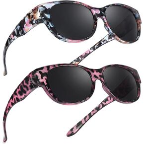 Sunglasses that Fit Over Glasses for Women, Polarized Fit Over Glasses Sunglasses for Driving and Outdoor Activities, Purple Tortoiseshell Gray Lens with Floral Pattern Design in Saudi Arabia