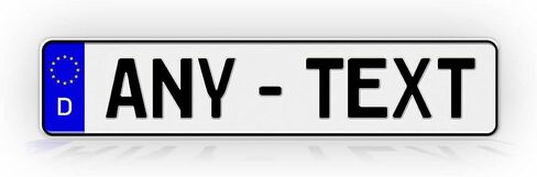 Custom Text German License Plate, Novelty Euro Tag, Personalized, NOT Embossed Aluminum License Plates Made in USA in Saudi Arabia