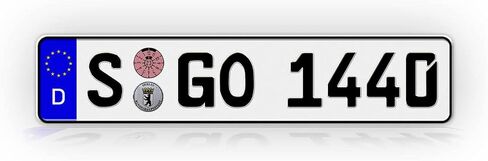 Custom Text German License Plate, Novelty Euro Tag, Personalized, NOT Embossed Aluminum License Plates Made in USA in Saudi Arabia