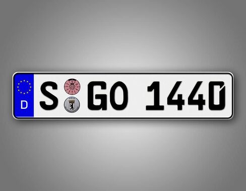 Custom Text German License Plate, Novelty Euro Tag, Personalized, NOT Embossed Aluminum License Plates Made in USA in Saudi Arabia
