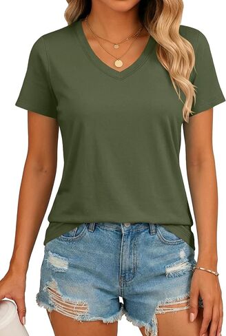 Smeng Basic Vneck tshirts للنساء UPF50+ قمصان تجريب ناعمة التنفس in Kuwait