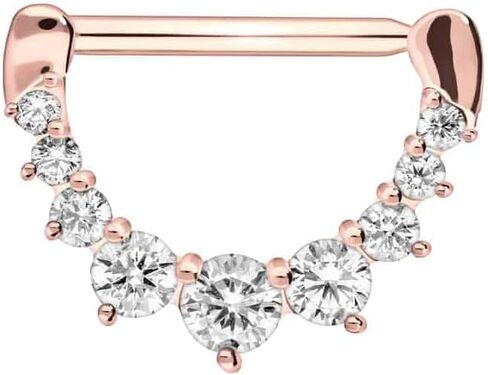 PIERCINGLINE 14G Surgical steel nipple piercing with 9 Crystals nipple jewelry barbell in Kuwait