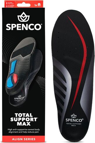 Spenco Total Support Max Shoe Insoles - Orthotic Metatarsal Arch Support Inserts - Absorbs Shock, Reduces Over-Pronation, Conforms to Foot Contours, Deep Heel Cupping Women's 5-6.5 in Saudi Arabia