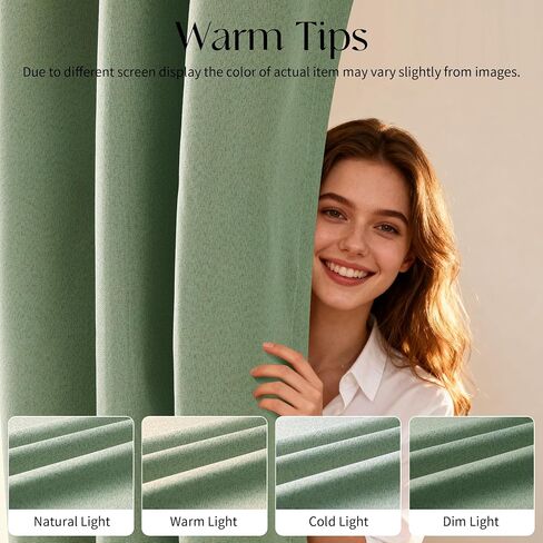 Etherealveil Starry Sky Linen 100% Blackout Grommet Curtains 52x84 Inches-2 Panels, Sage Green Lightweight Full Blackout Drapes,for Bedroom,Living Room,Room Divider,Apartment 52" W x 84" L in Saudi Arabia